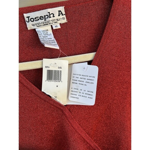 Vintage Y2K Joseph A Women’s Red Lorelei Metallic Wrap Belt Sweater Fitted M - Picture 4 of 8